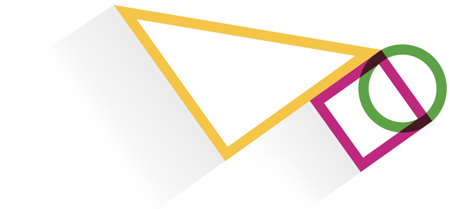 yellow triangle, magenta square and green circle